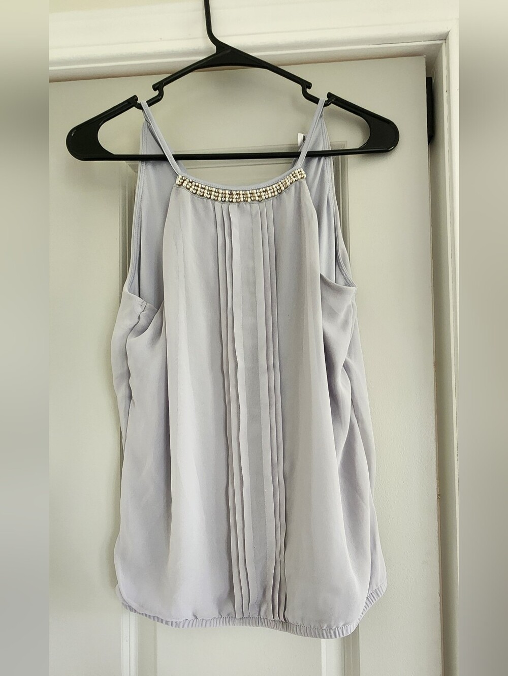 Express Light Gray Beaded Halter Tank Top